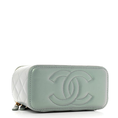 Chanel Metallic Lambskin Quilted Small CC Dynasty Vanity Case With Chain Grey 4 of 12