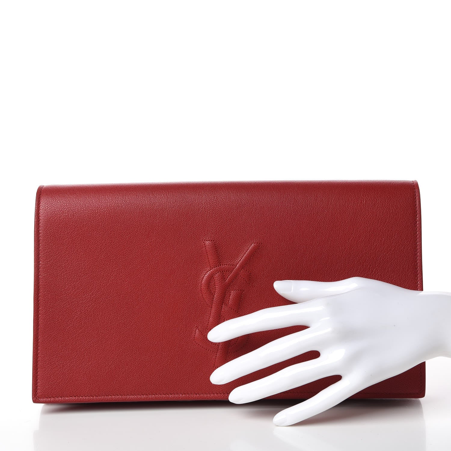 Saint Laurent Calfskin Monogram Large Belle De Jour Clutch Red 2 of 9
