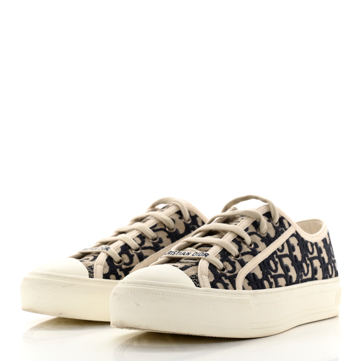 Christian Dior Canvas Oblique Walk'N'Dior Low Top Sneakers 37 Deep Blue 3 of 8