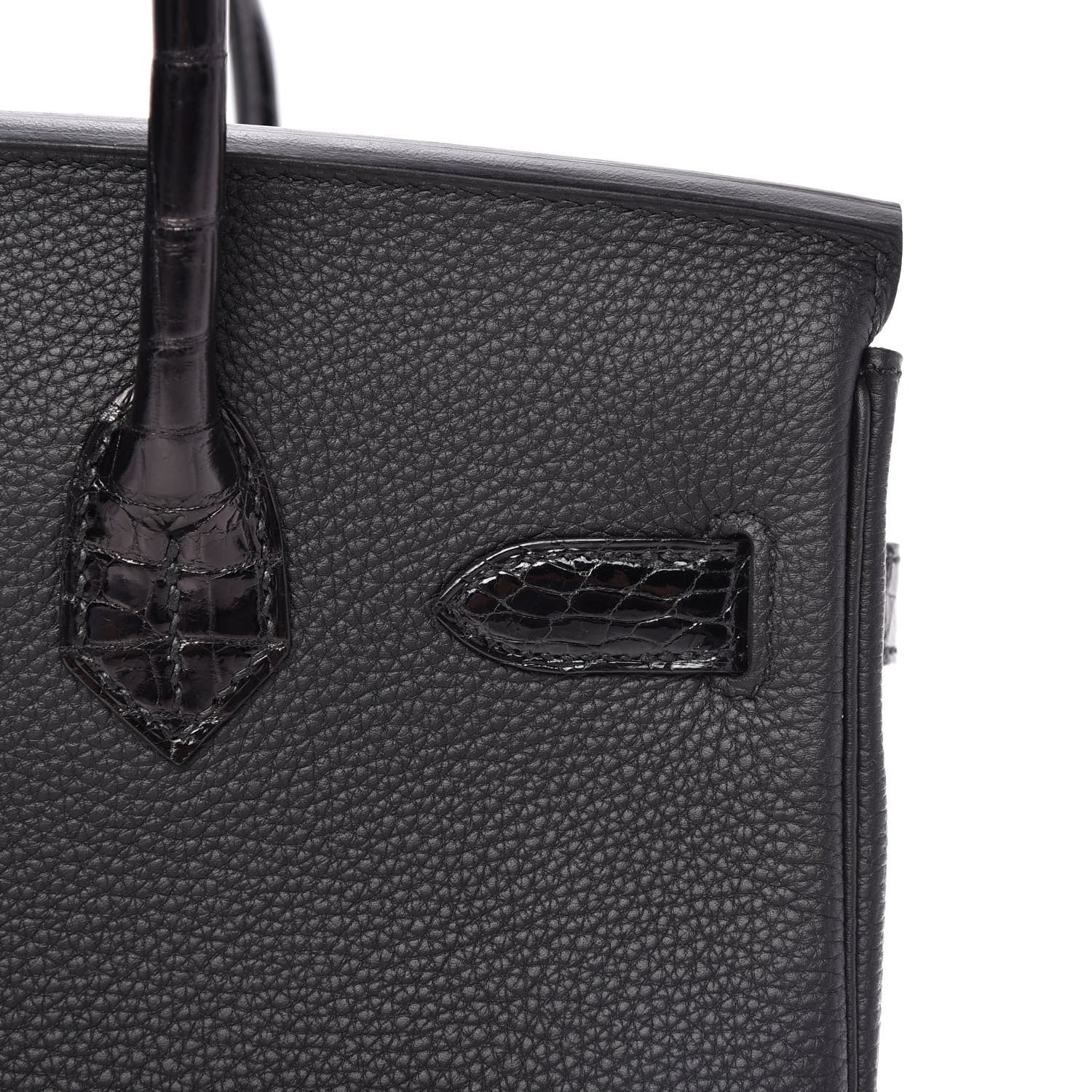 Hermes Taurillon Novillo Shiny Niloticus Crocodile Birkin Touch 30 Black 9 of 32