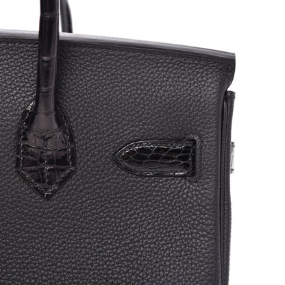 Hermes Taurillon Novillo Shiny Niloticus Crocodile Birkin Touch 30 Black 9 of 32
