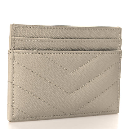 Saint Laurent Grain De Poudre Matelasse Chevron Monogram Credit Card Case Crema Soft 3 of 7