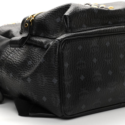 MCM Visetos Studded Colorblock Medium Stark Brock Backpack Black 9 of 10