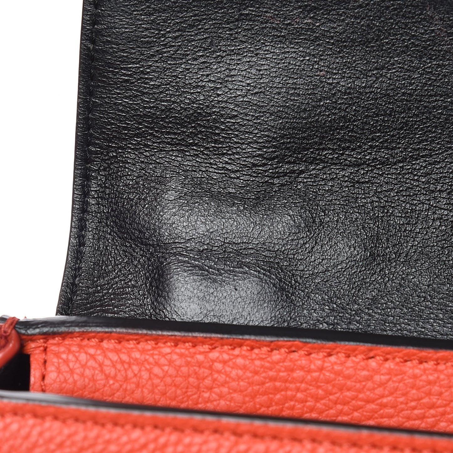 Drummed Calfskin Suede Medium Trapeze Vermillion