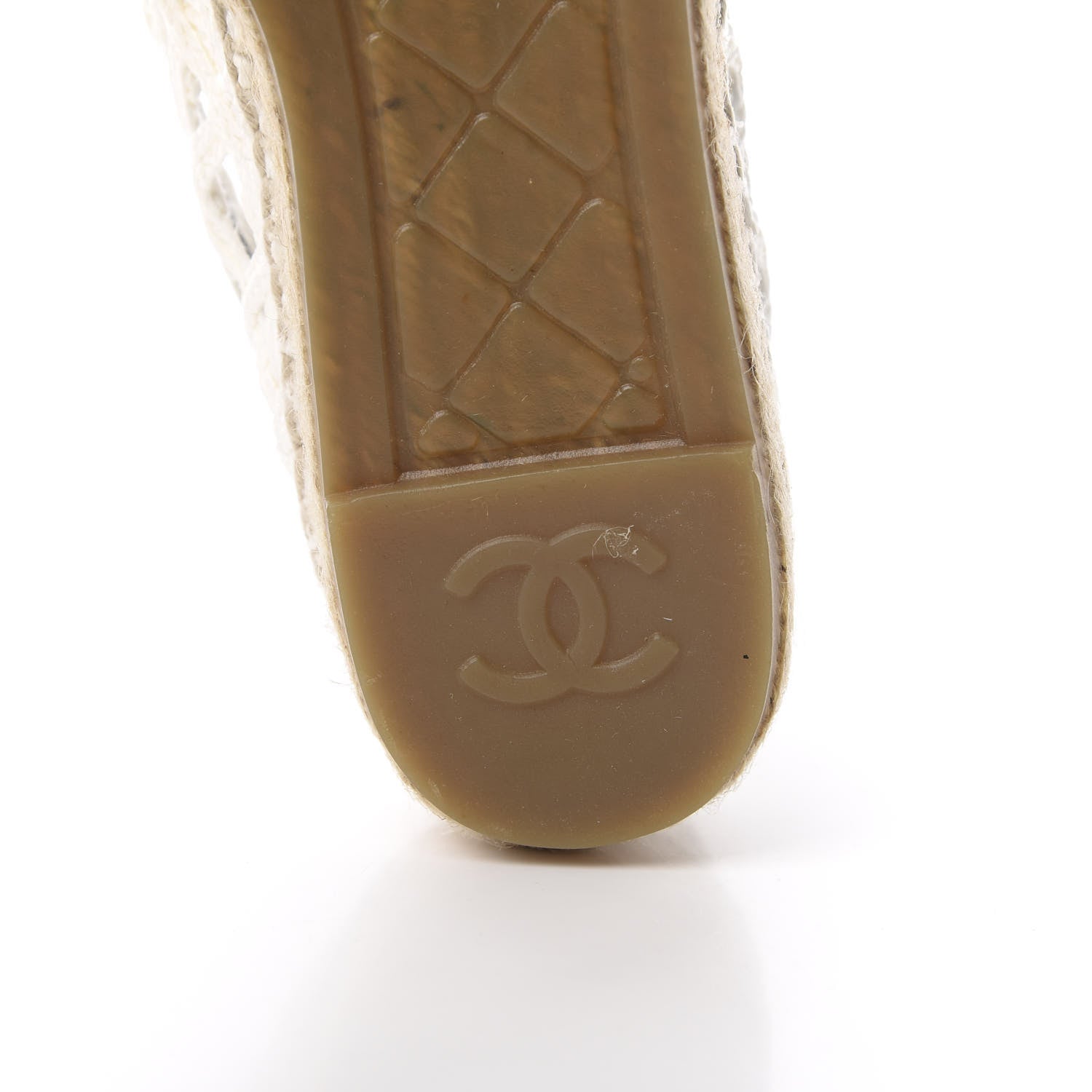 Chanel Woven Fabric Grosgrain CC Espadrilles 38 White Black 8 of 9