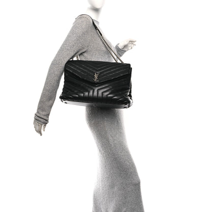 Saint Laurent Calfskin Y Quilted Monogram Large Loulou Chain Satchel Black 2 of 12