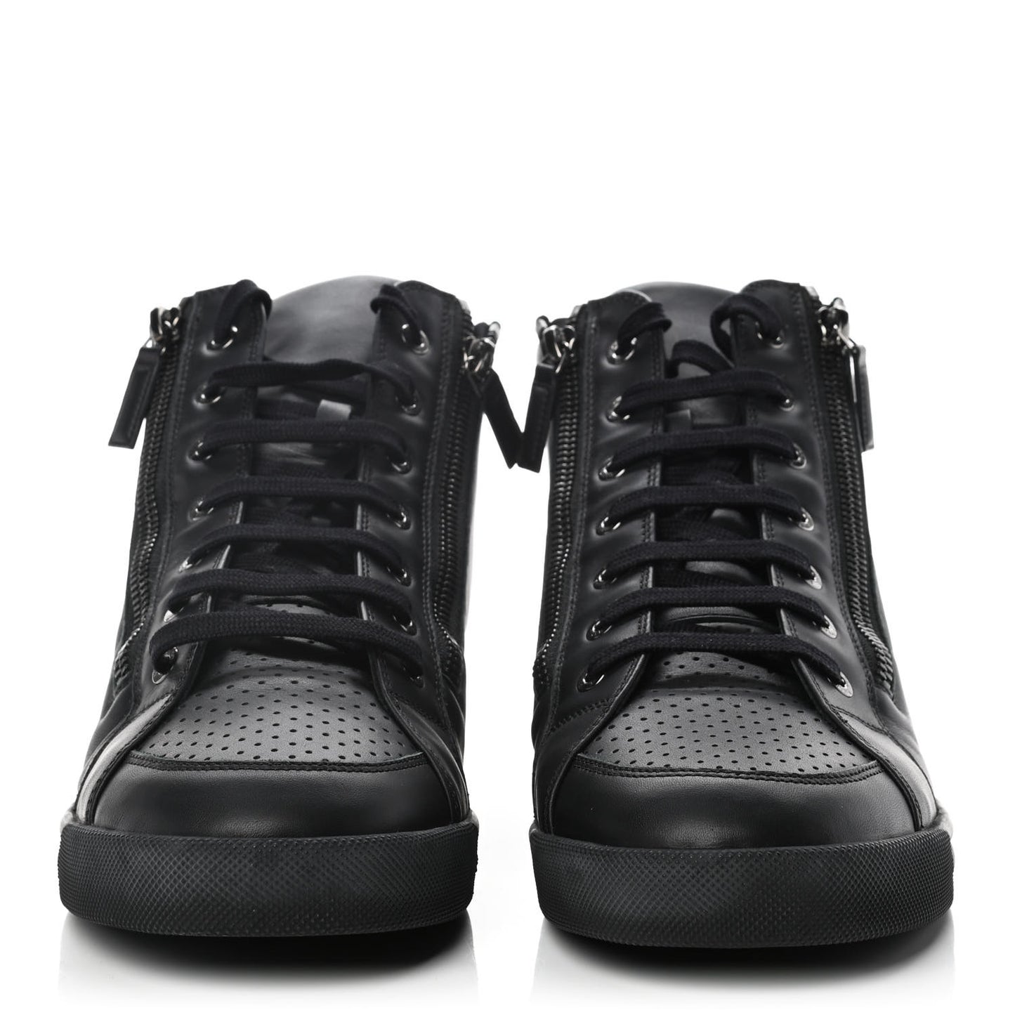 Calfskin Mens High Top CC Sneakers 41 Black