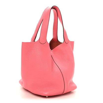 Hermes Taurillon Clemence Picotin Lock 22 MM Rose Azalee 3 of 12
