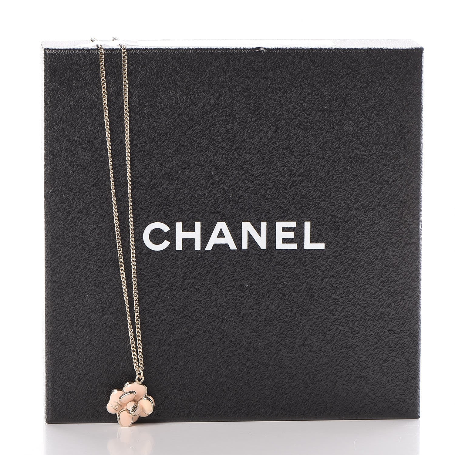 Chanel Enamel CC Camellia Pendant Necklace Gold Pink 6 of 6