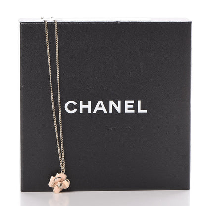 Chanel Enamel CC Camellia Pendant Necklace Gold Pink 6 of 6
