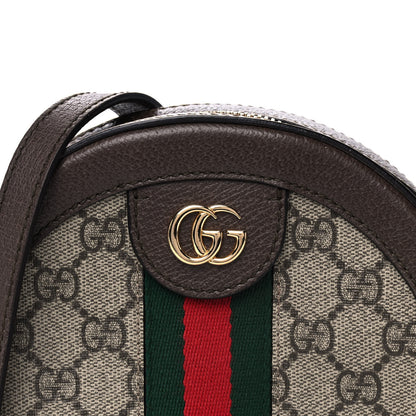 Gucci GG Supreme Monogram Web Mini Ophidia Round Shoulder Bag Brown 9 of 11