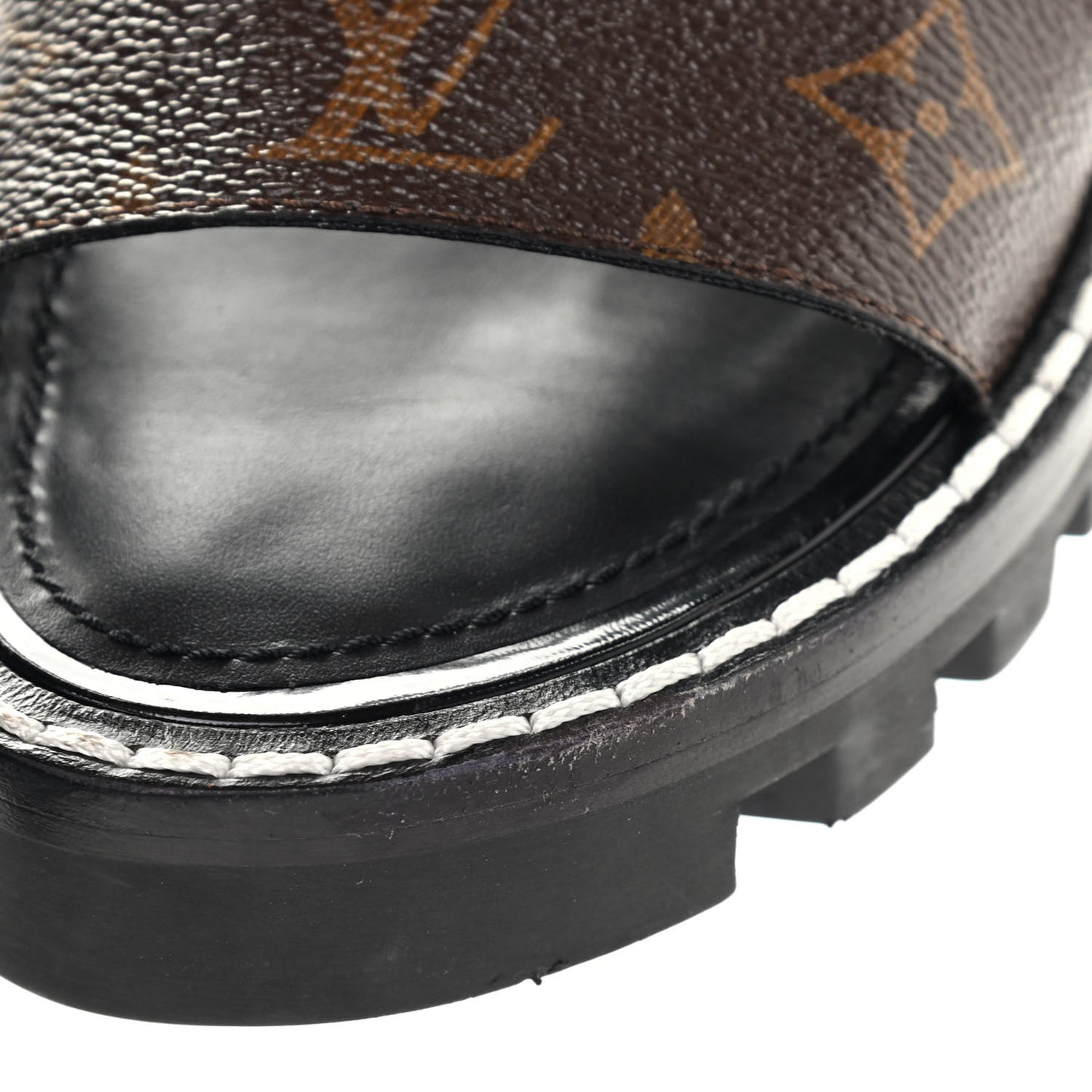 Patent Calfskin Monogram Star Trail Sandal 38 Black