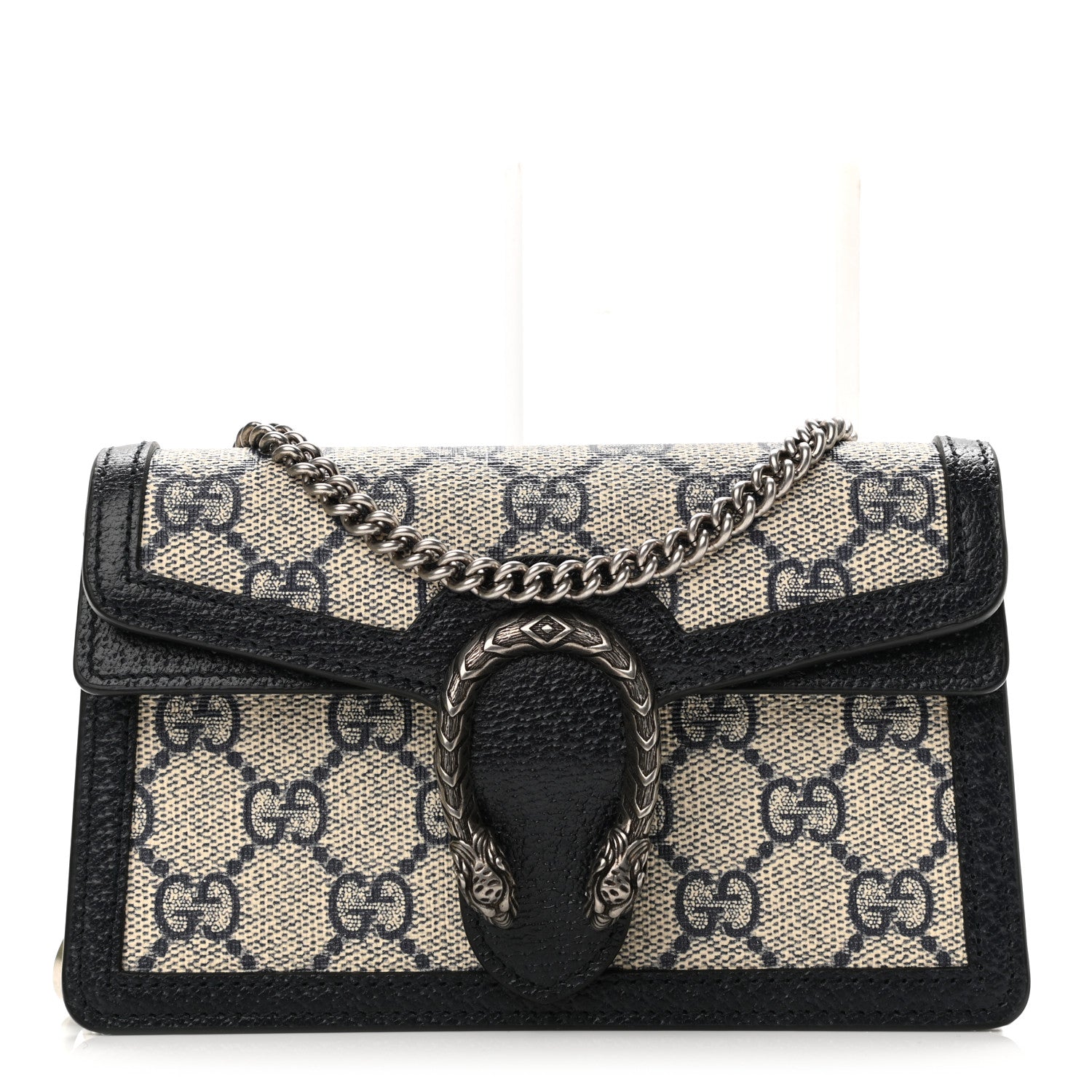 Gucci GG Supreme Monogram Textured Dollar Calfskin Super Mini Dionysus Shoulder Bag Beige Blue 1 of 11