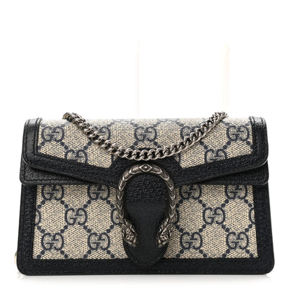 Gucci GG Supreme Monogram Textured Dollar Calfskin Super Mini Dionysus Shoulder Bag Beige Blue 1 of 11