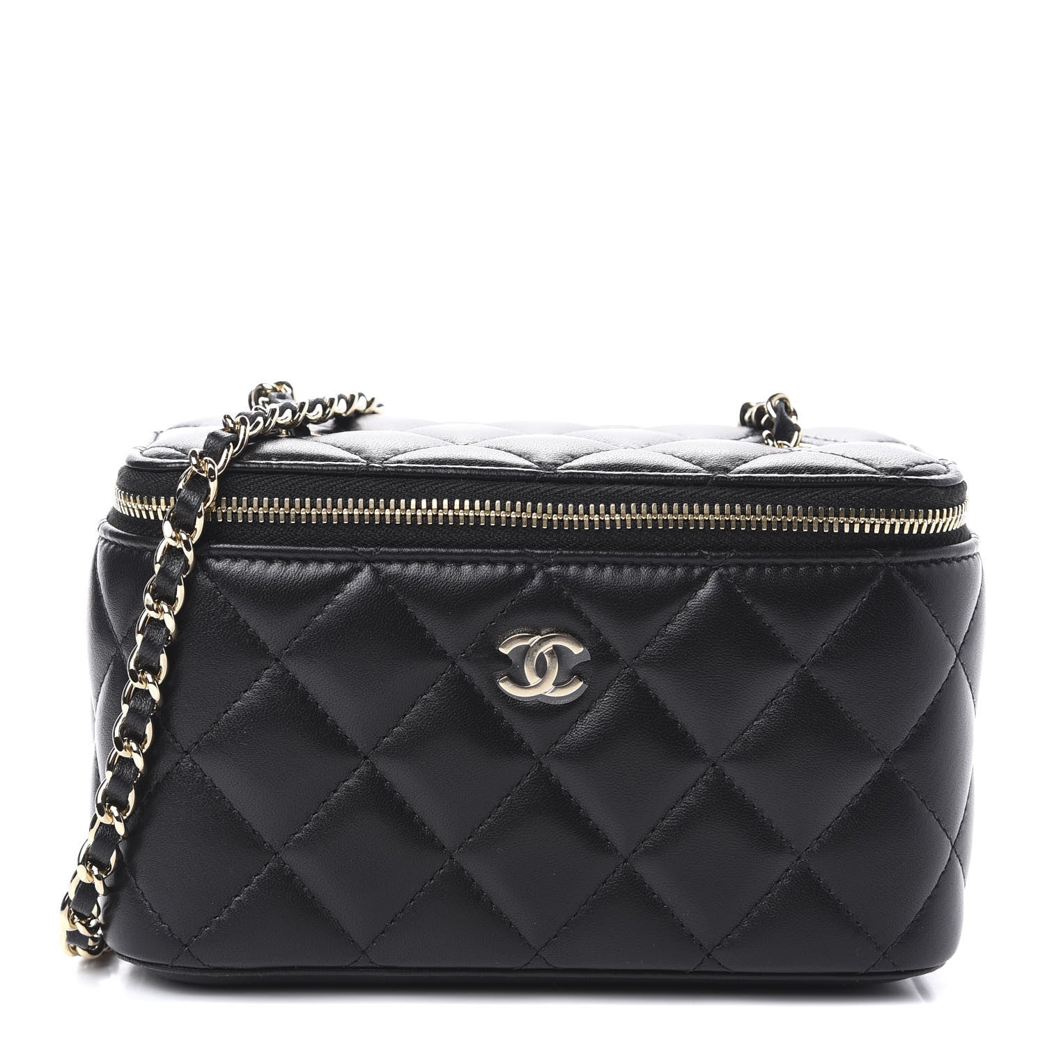 Chanel Lambskin Quilted Small Vanity Case With Chain Black 1 of 11