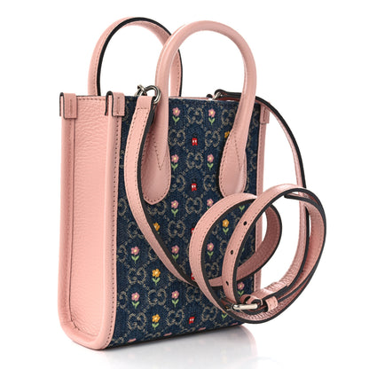 Gucci Denim Dollar Calfskin GG Monogram Mini Retro Interlocking G Tote Bag Blue Tea Multicolor Powder Pink 3 of 11