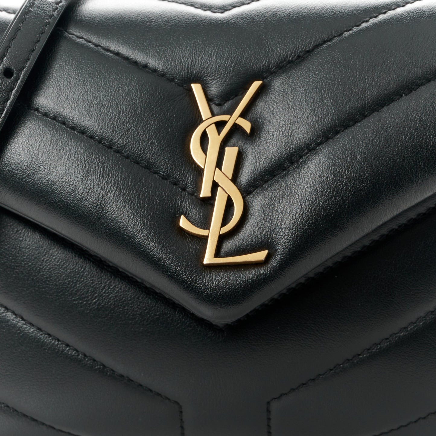Calfskin Y Quilted Monogram Toy Loulou Crossbody Bag Black
