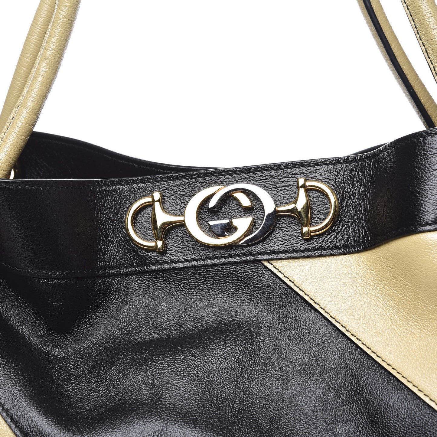 Smooth Calfskin Diagonal Striped Zumi Tote Black Beige