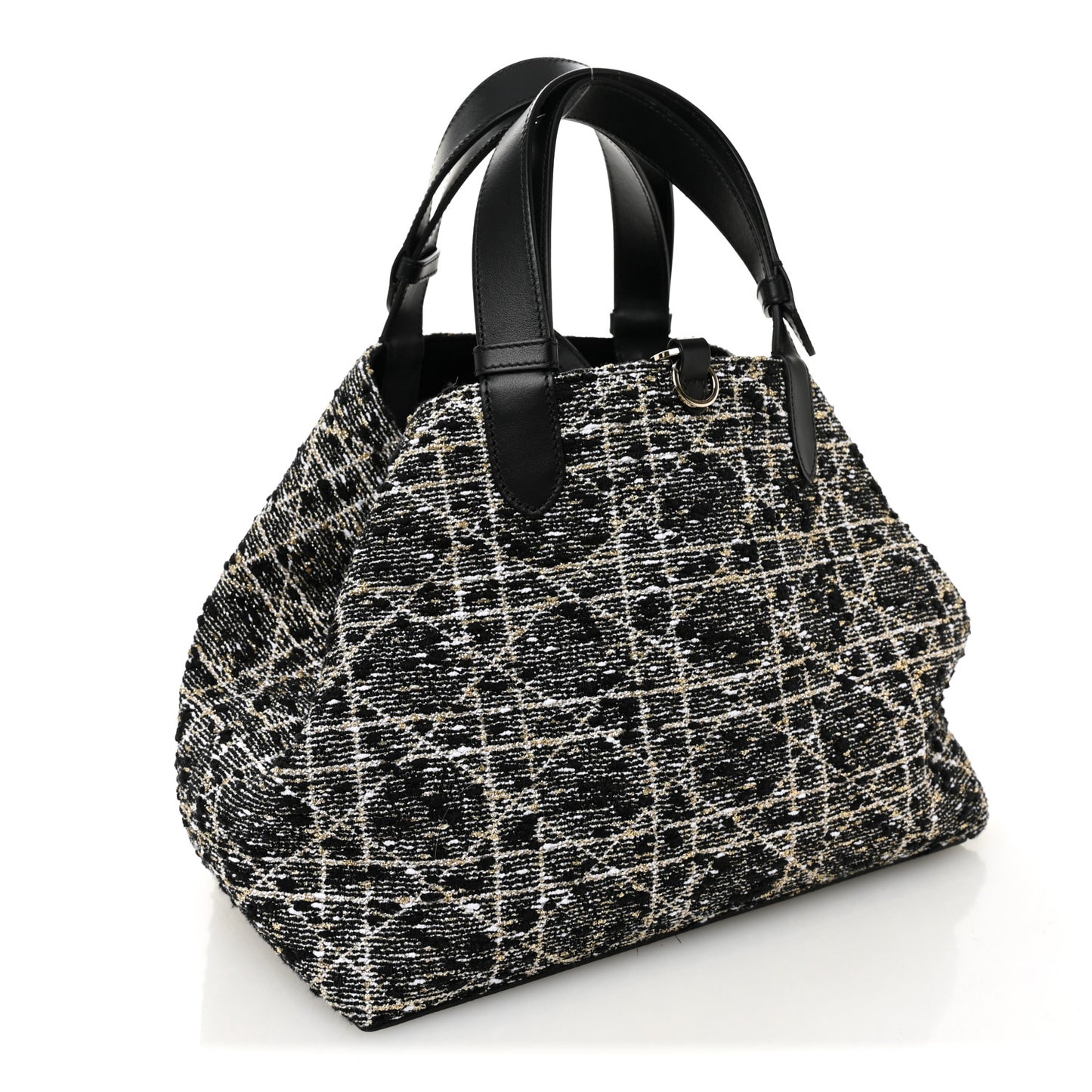 Calfskin Tweed Cannage Medium Toujours Black Gold White