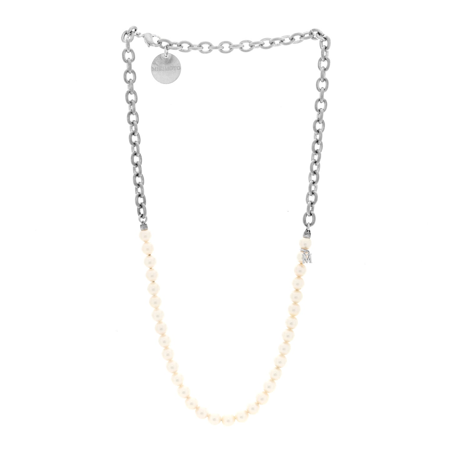 X COMME DE GARCON Sterling Silver Akoya Pearl 6-6.5mm Strand Necklace
