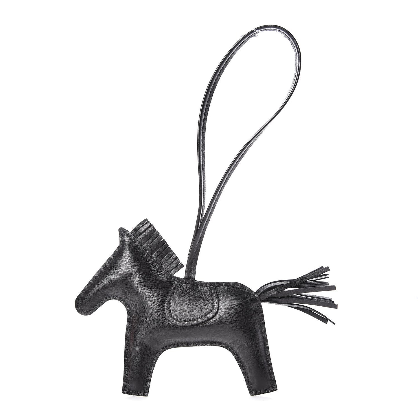 Milo Lambskin Grigri Rodeo Horse Bag Charm MM So Black
