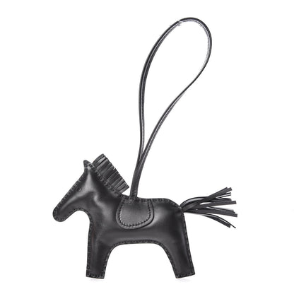 Hermes Milo Lambskin Grigri Rodeo Horse Bag Charm MM So Black 1 of 5