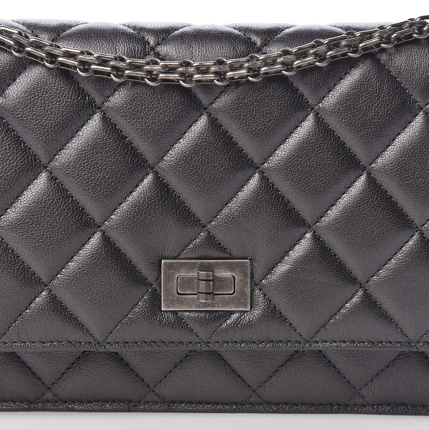 Calfskin Quilted Reissue Wallet On Chain WOC Grey