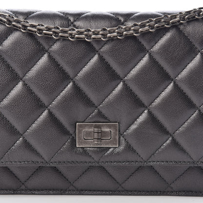 Chanel Calfskin Quilted Reissue Wallet On Chain WOC Grey 11 of 12