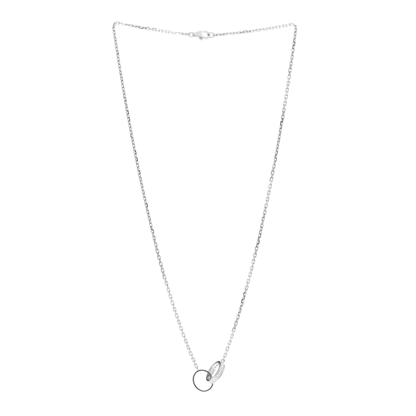 18K White Gold Diamond Interlocking LOVE Necklace