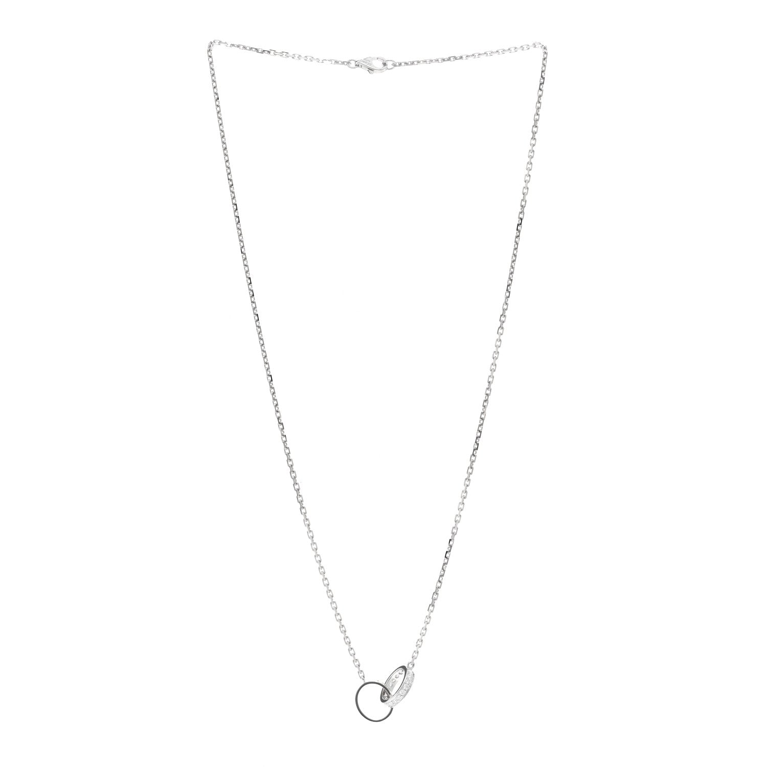 Cartier 18K White Gold Diamond Interlocking LOVE Necklace 3 of 5