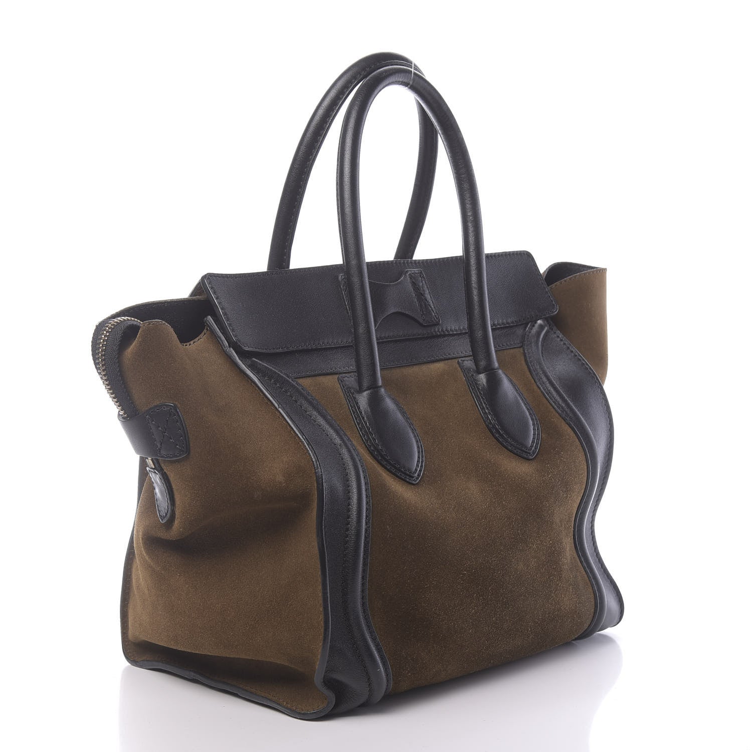 Celine Suede Smooth Calfskin Mini Luggage Olive 3 of 12