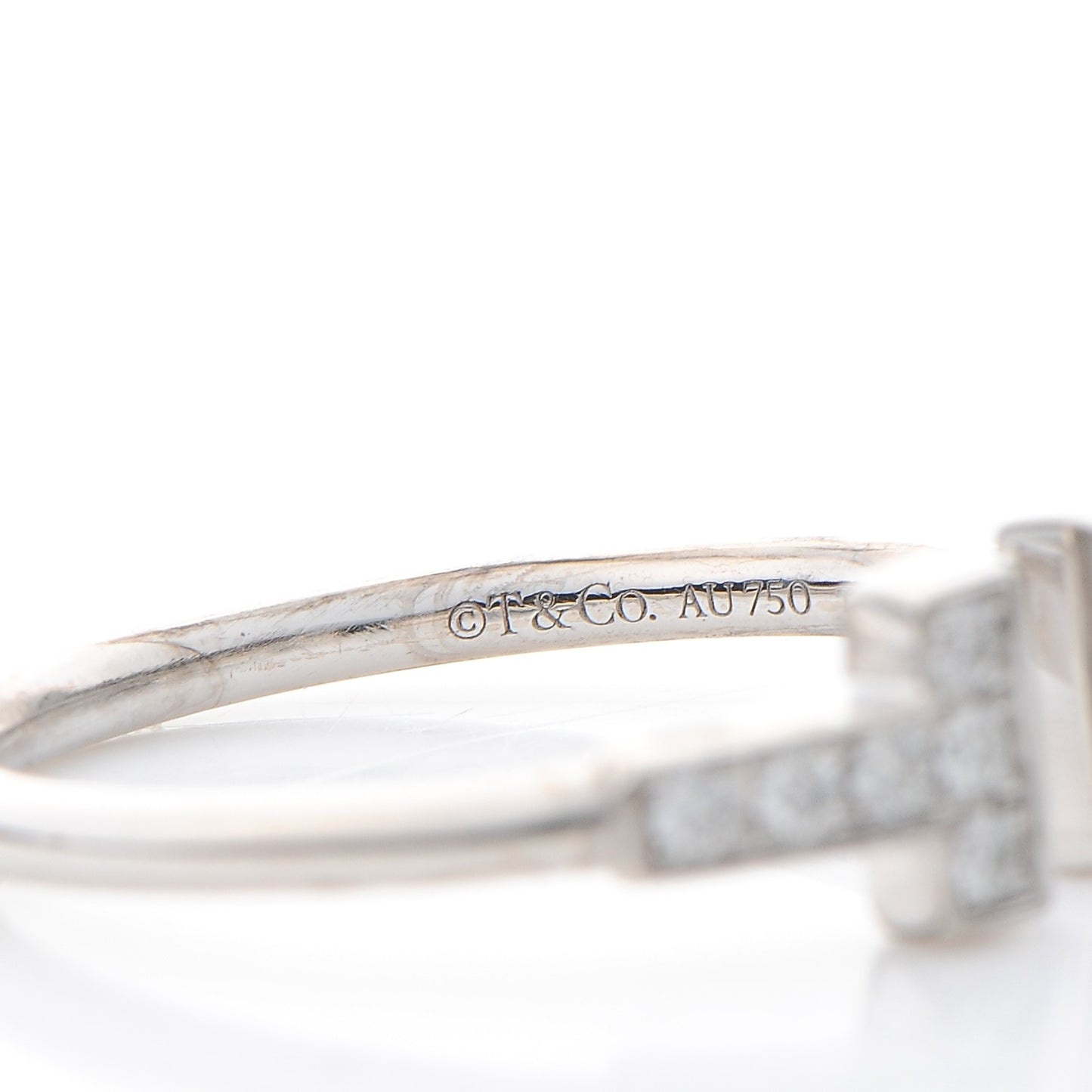 18K White Gold Diamond T Wire Ring 53 6.5