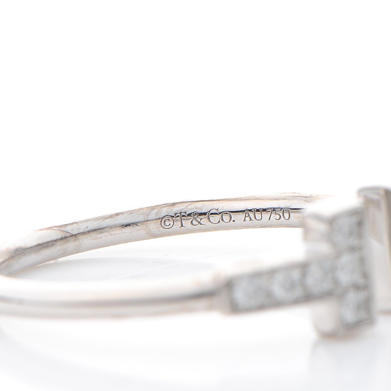 Tiffany 18K White Gold Diamond T Wire Ring 53 6.5 5 of 7