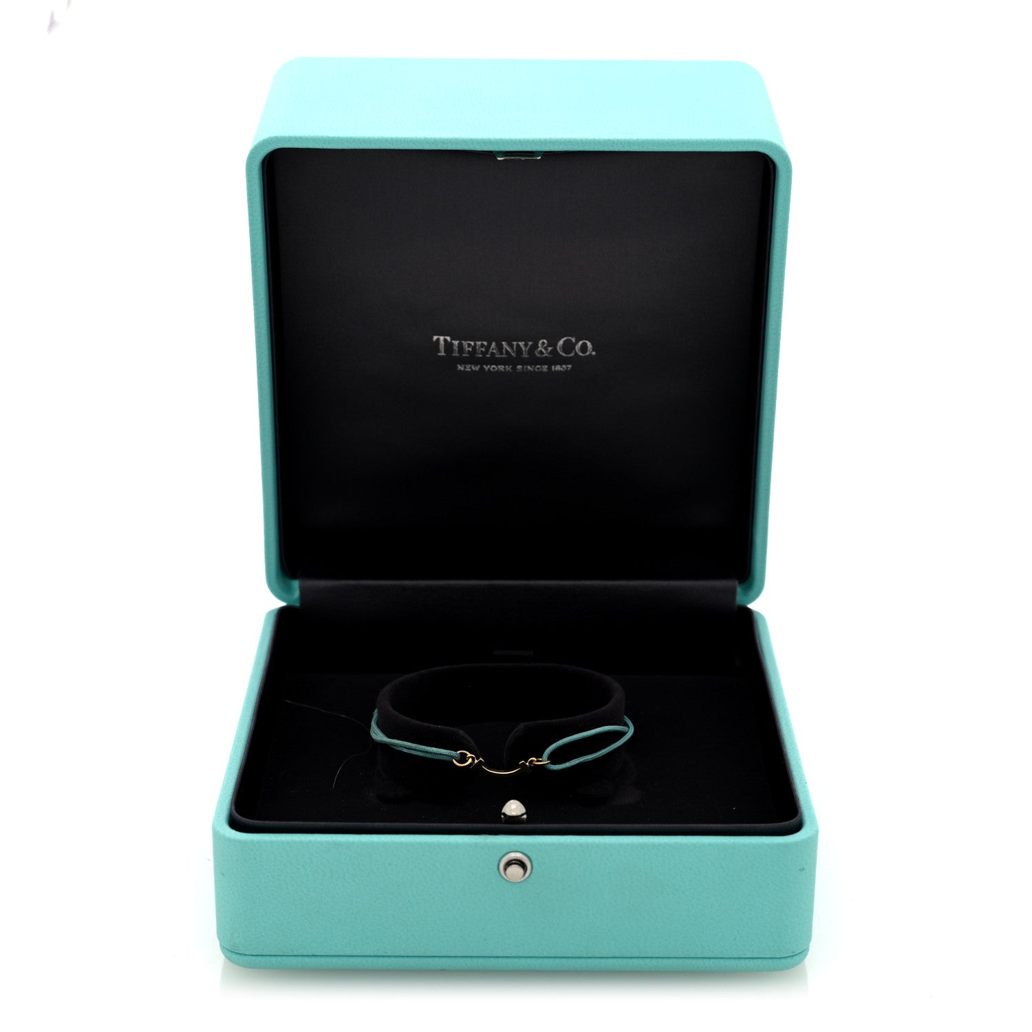 Tiffany 18K Yellow Gold Mini T Smile Cord Bracelet Blue 1845760
