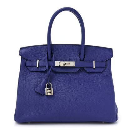 Hermes Taurillon Clemence Birkin 30 Bleu Electrique 1 of 13