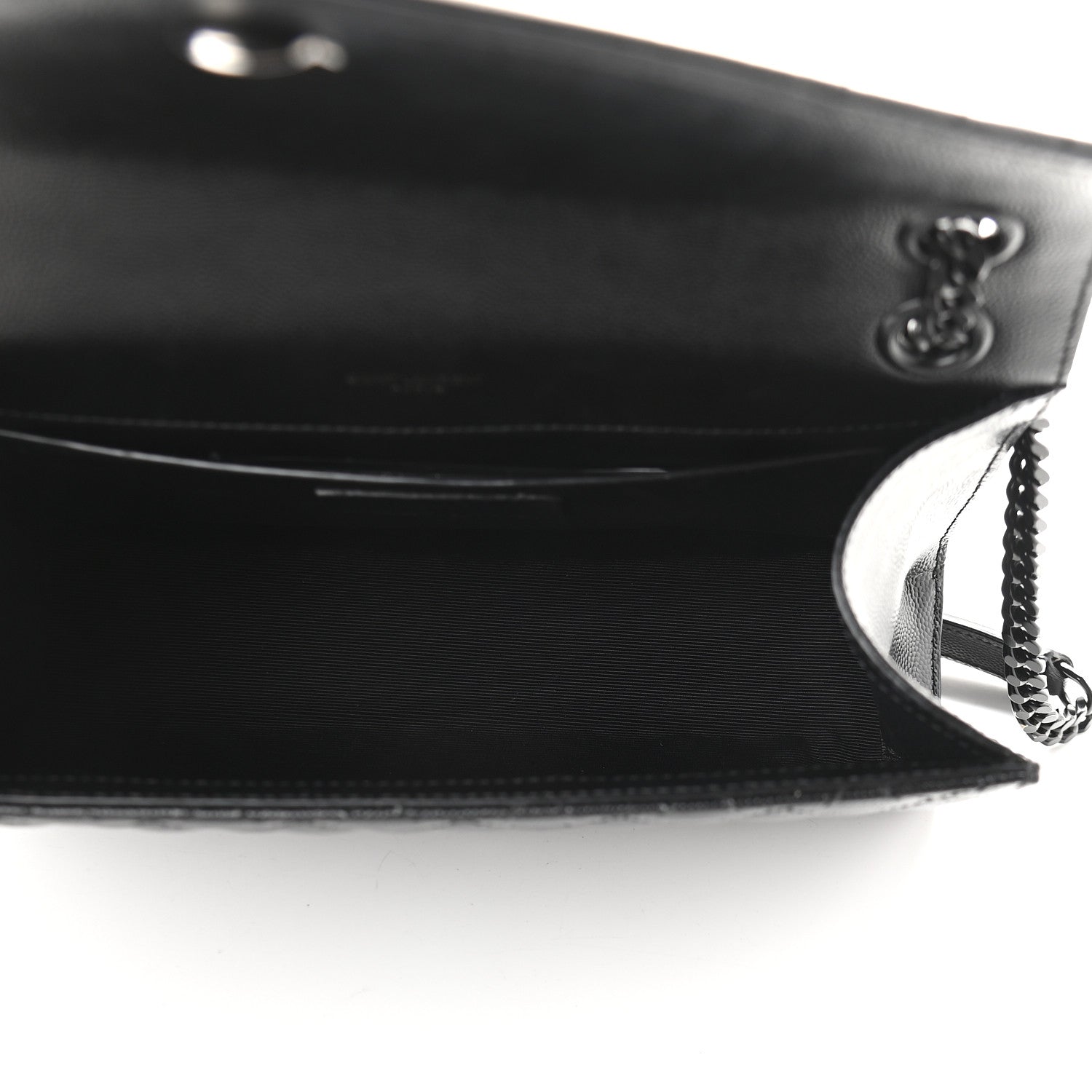 Saint Laurent Grain De Poudre Textured Mixed Matelasse Triquilt Medium Monogram Satchel Black 5 of 8