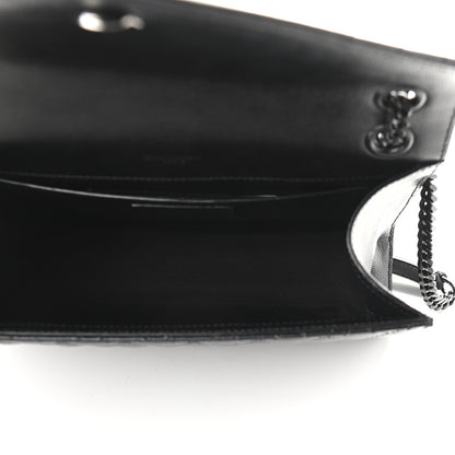 Saint Laurent Grain De Poudre Textured Mixed Matelasse Triquilt Medium Monogram Satchel Black 5 of 8