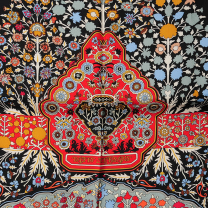Hermes Silk Twill Tapis Persans Giant Plume Scarf 140 Vert D Eau Noir Brique 3 of 5