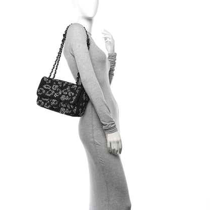 Chanel Tweed Swarovski Crystal Leopard Jumbo Flap  Black 2 of 10