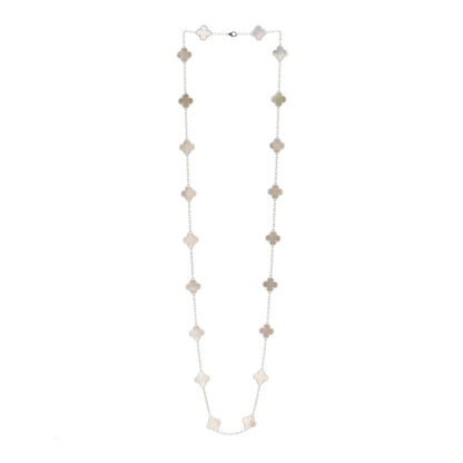 Van Cleef & Arpels 18K White Gold Mother of Pearl 20 Motifs Vintage Alhambra Necklace 3 of 5