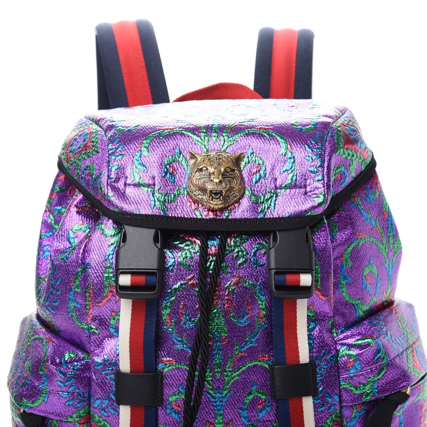 Brocade Web Small Double Buckle Backpack Multicolor