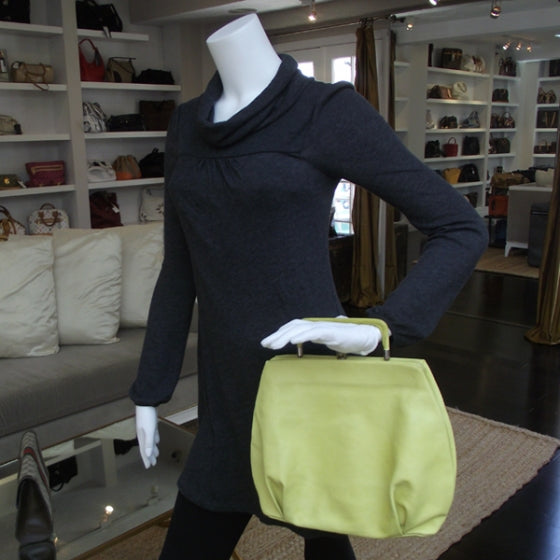 FASHIONPHILE MARNILeatherFrameBagChartreuse 2 of 9