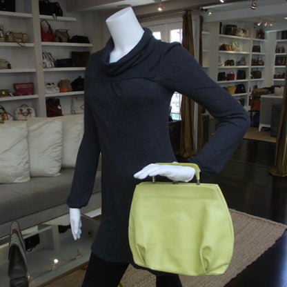 FASHIONPHILE MARNILeatherFrameBagChartreuse 2 of 9