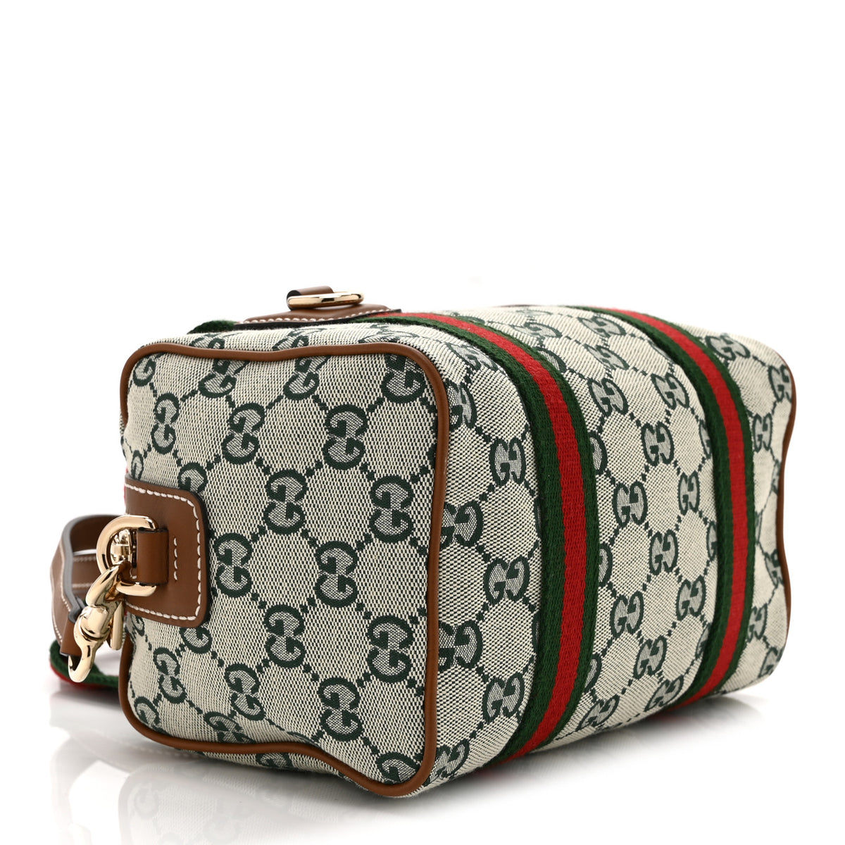 Gucci GG Supreme Web Mini GG Top Handle Bag Green Beige 9 of 10