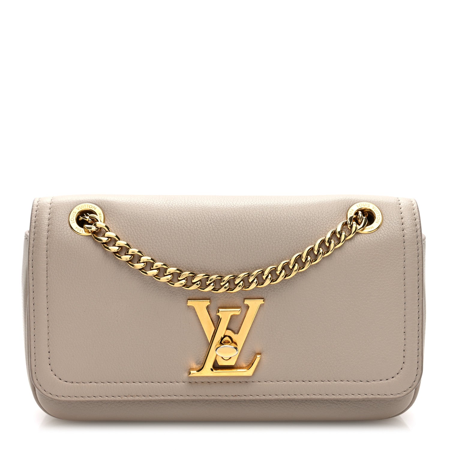 Louis Vuitton Grained Calfskin Lockme Chain East West Greige 1 of 9