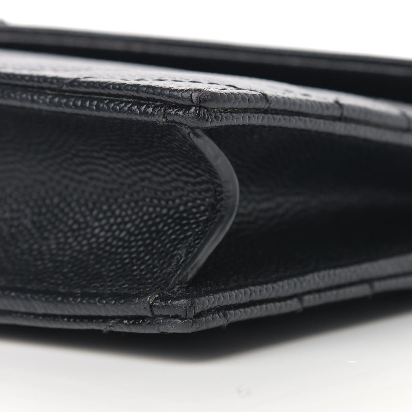 Grain De Poudre Matelasse Chevron Monogram Envelope Chain Wallet Black