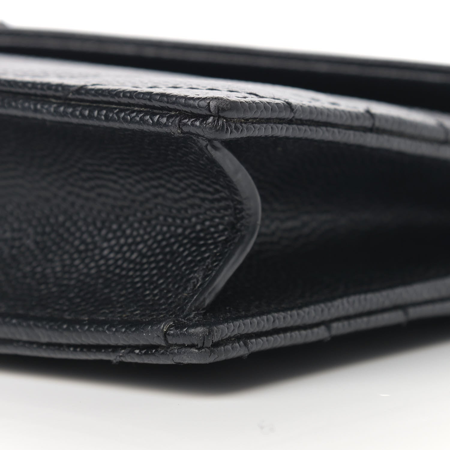 Saint Laurent Grain De Poudre Matelasse Chevron Monogram Envelope Chain Wallet Black 10 of 11