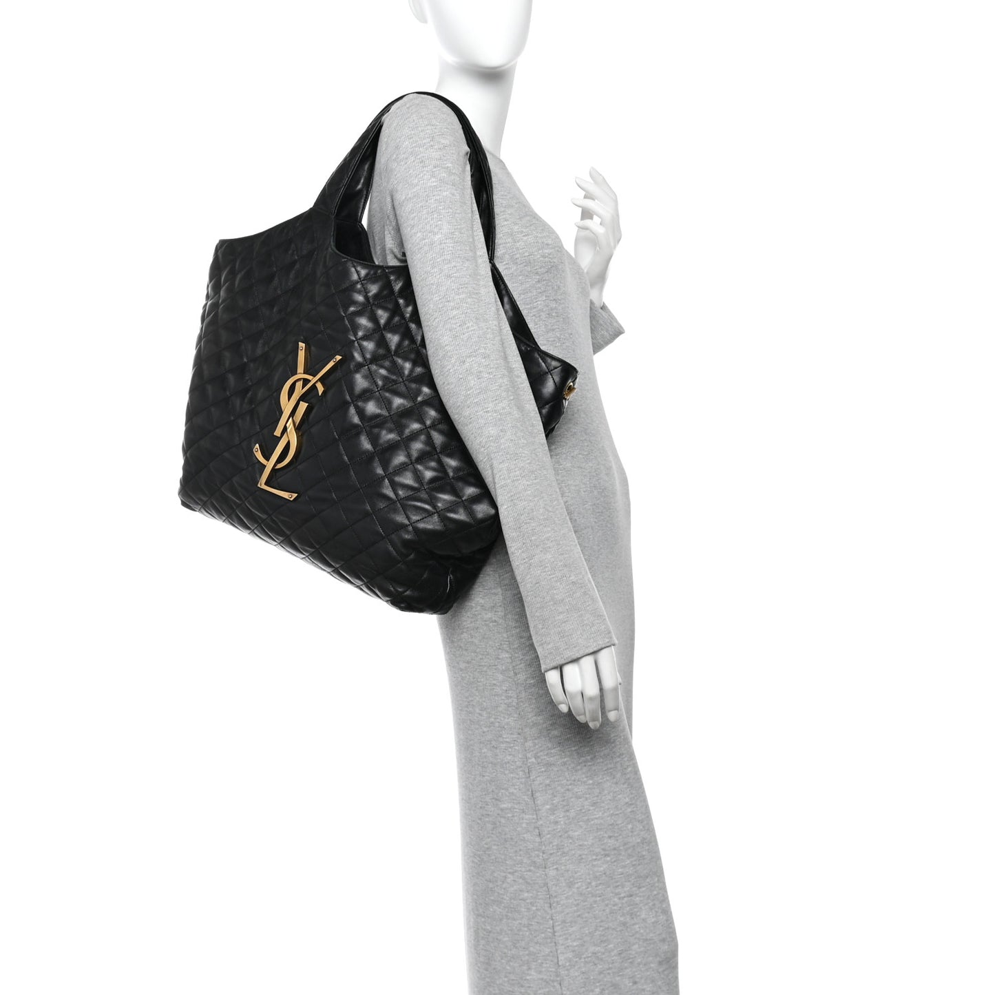 Lambskin Quilted Maxi Icare Shopping Tote Black