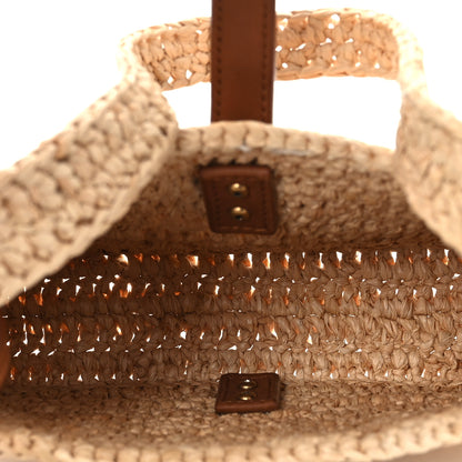 Saint Laurent Raffia Calfskin Le 5 A 7 Mini Hobo Natural Brick 5 of 11