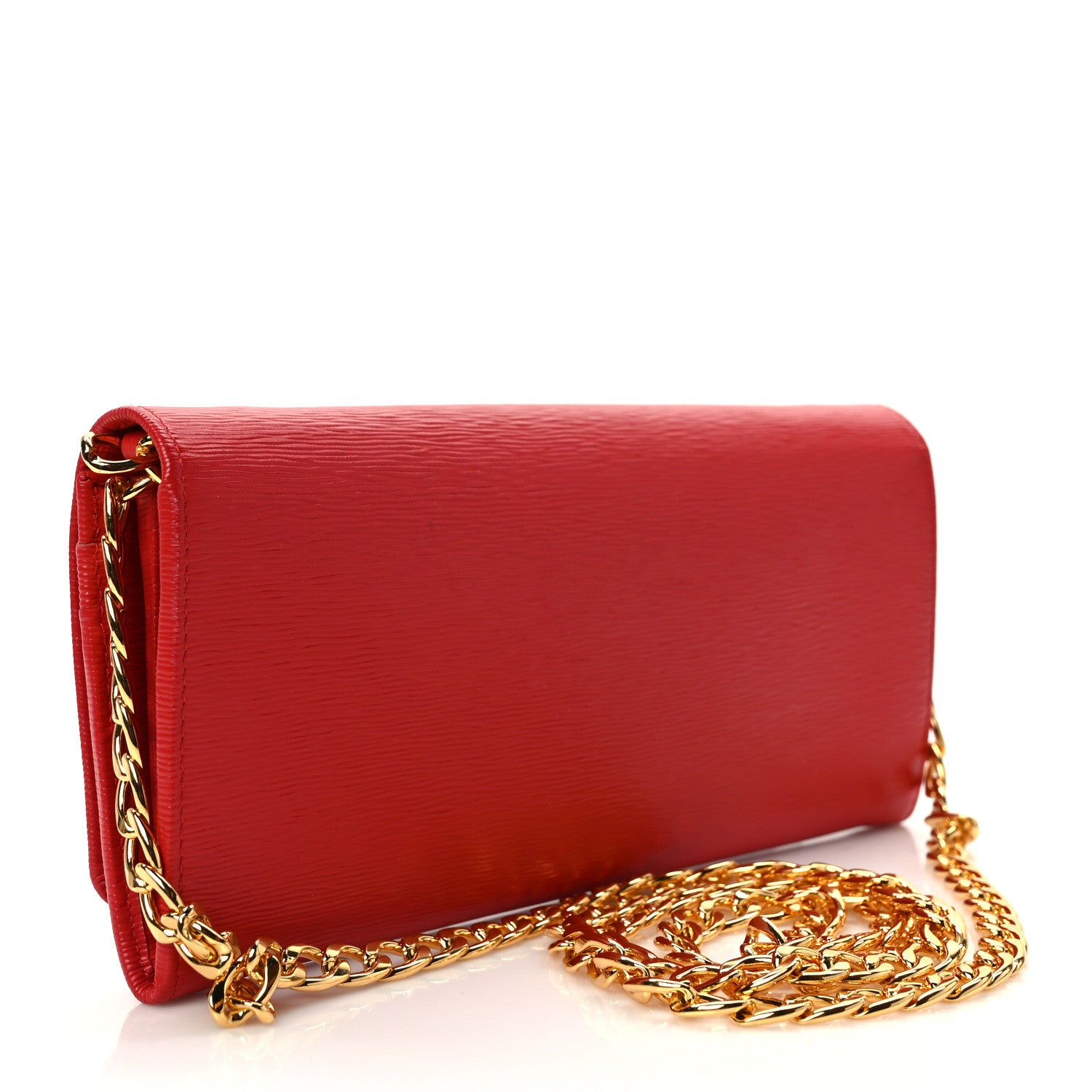 Prada Vitello Move Metal Oro Chain Wallet Lacca 3 of 9
